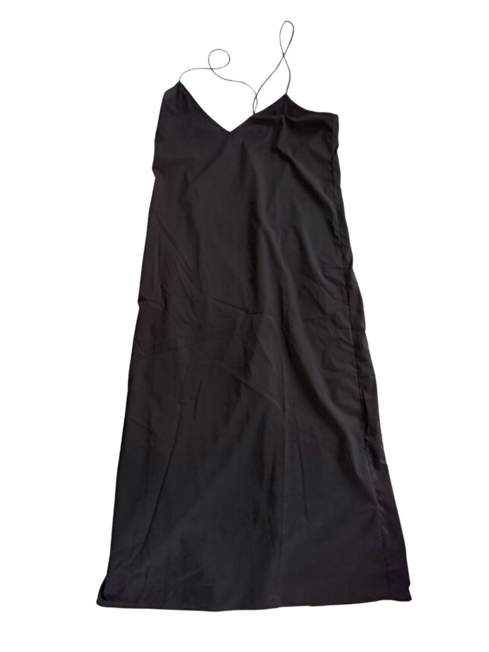 OAK + FORT Black V-Neck Camisole Slip Dress Midi Minimalist
